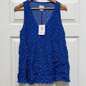 The Nines by HATCH Royal Blue Floral Blouse size small